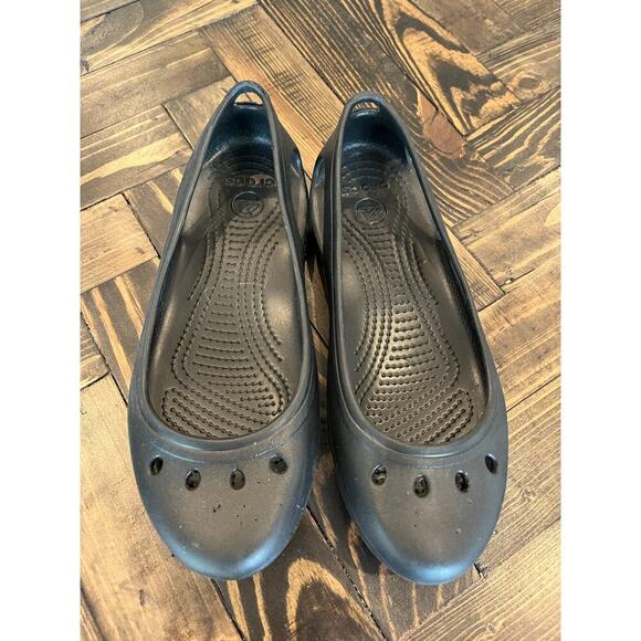 Croc Black Mary Jane Flats Shoe Women 9 Whimsgoth Comfy Neutral Breathable Clog - Picture 1 of 7